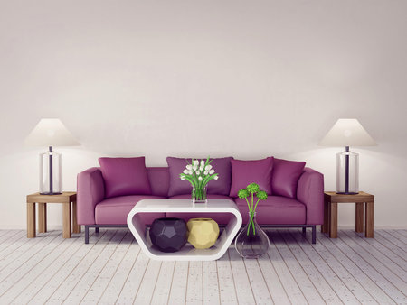 3d render. modern interior room with a beautyful furniture.の写真素材