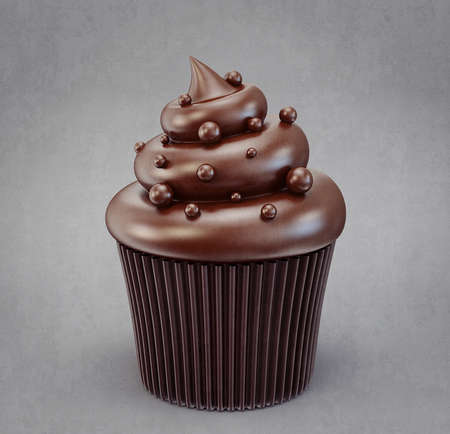 sweet cupcake isolated on a grey backgroundの写真素材
