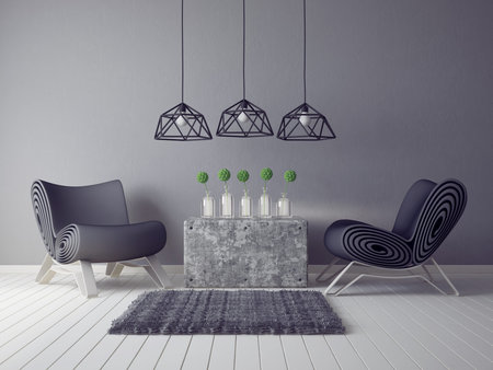 modern interior room 3d illustrationの写真素材