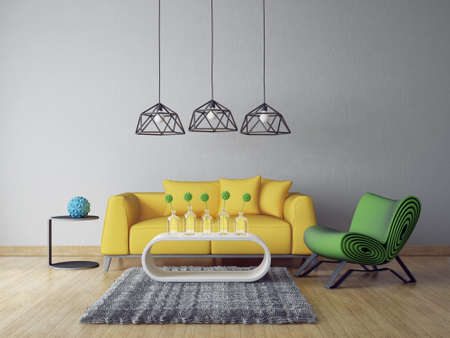 modern interior room 3d illustrationの写真素材