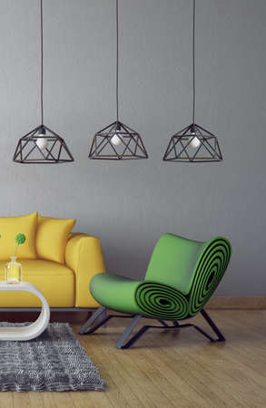 modern interior room 3d illustrationの写真素材