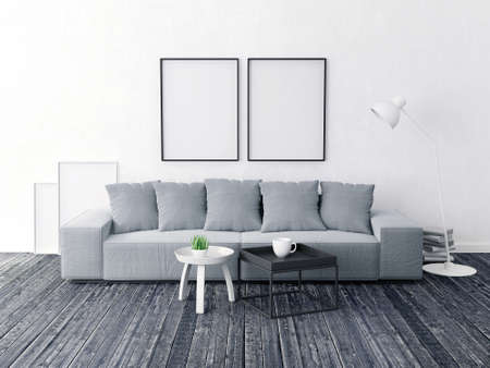 modern interior room with nice furniture. 3d illustrationの写真素材