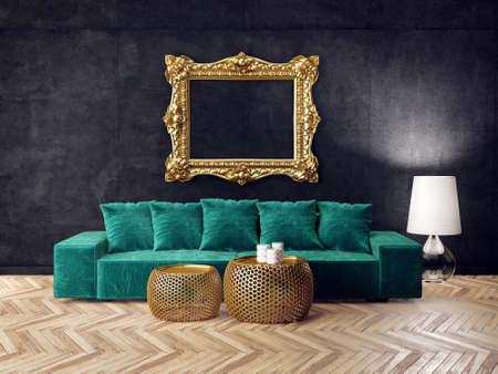 modern interior room with nice furniture. 3d illustrationの写真素材