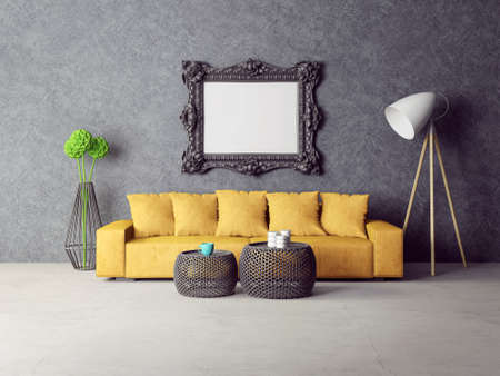 modern interior room with nice furniture. 3d illustrationの写真素材