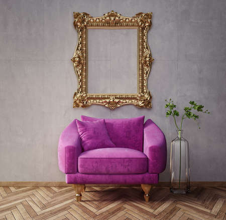 modern interior room with nice furniture. 3d illustrationの写真素材