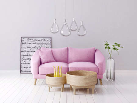 modern interior room with nice furniture. 3d illustrationの写真素材