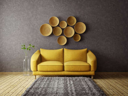 modern interior room with nice furniture. 3d illustrationの写真素材