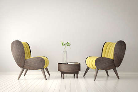 modern interior room with nice furniture. 3d illustrationの写真素材