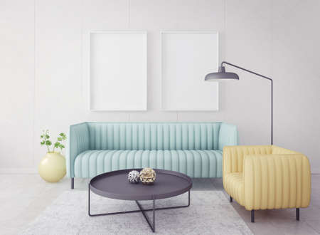 Modern interior room with nice furniture. 3d illustrationの写真素材