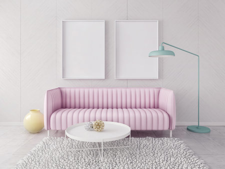 Modern interior room with nice furniture. 3d illustrationの写真素材