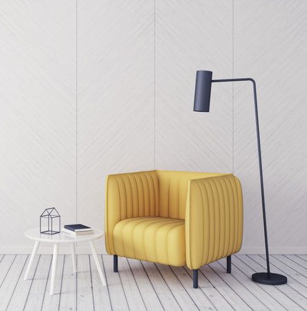 Modern interior room with nice furniture. 3d illustrationの写真素材