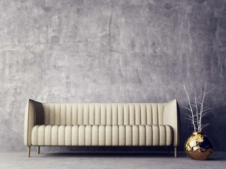 Modern interior room with nice furniture. 3d illustrationの写真素材