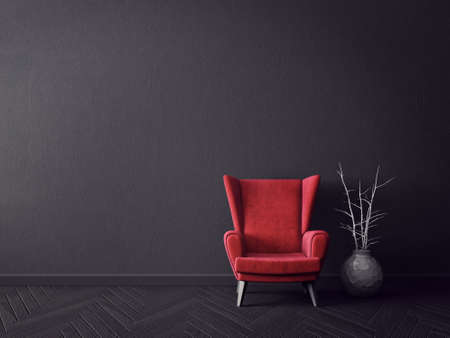 Modern interior room with nice furniture. 3d illustrationの写真素材