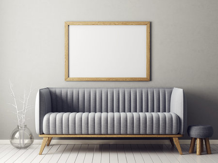 modern interior room with nice furniture. 3d illustration