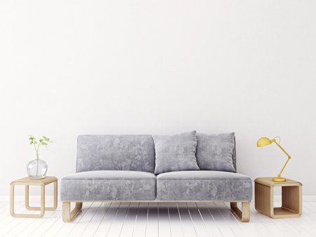 modern interior room with nice furniture. 3d illustrationの写真素材