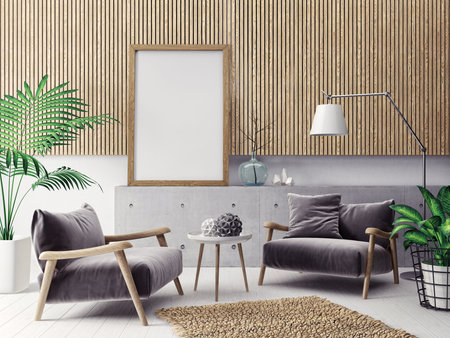 modern scandinavian  interior.  3d render. high resolution