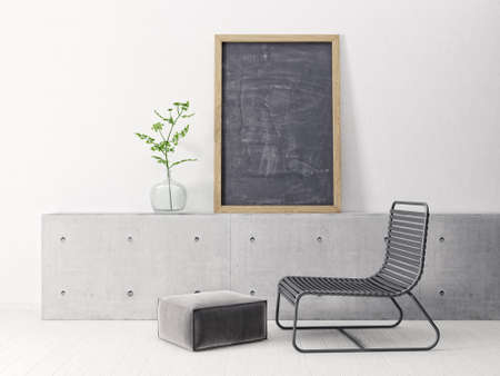 modern scandinavian  interior. 3d render. 3d illustrationの写真素材