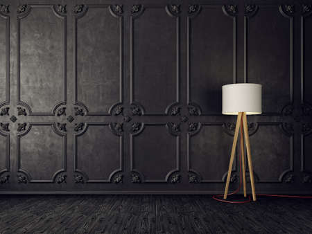 empty living room  with  lamp. modern interior design furniture. 3d render illustrationの写真素材