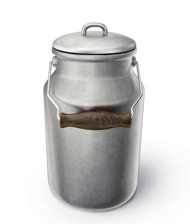 milk can isolated on a white background. 3d illustrationの写真素材