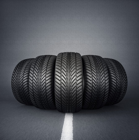 black tires isolated on a white. 3d illustration