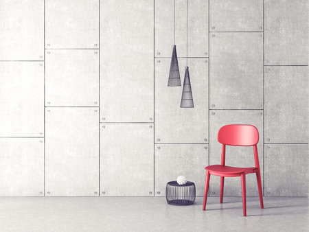 modern living room. scandinavian interior design furniture. 3d illustrationの写真素材