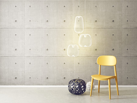 modern living room. scandinavian interior design furniture. 3d illustrationの写真素材