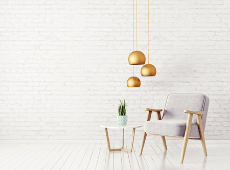 modern living room. scandinavian interior design furniture. 3d illustration