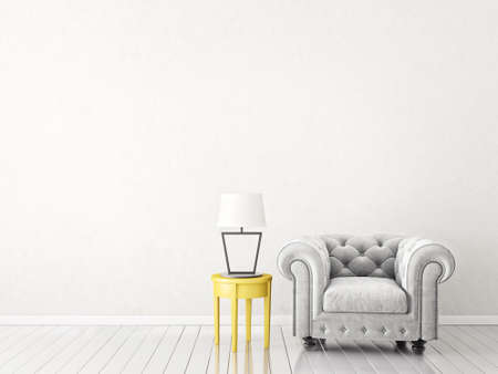 modern living room  with  armchair and lamp. scandinavian interior design furniture. 3d render illustrationの写真素材