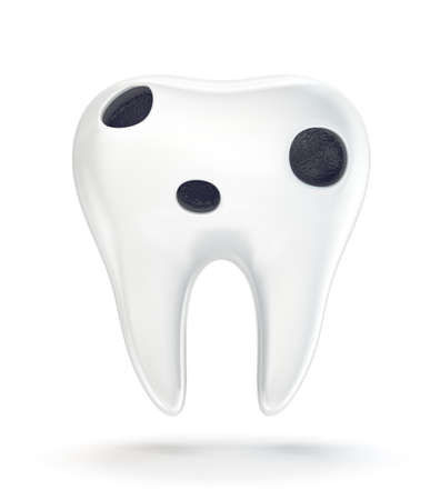caries tooth isolated on white. 3d illustrationの写真素材