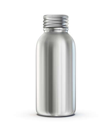 aluminium bottle isolated on a white. 3d illustrationの写真素材