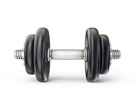 black dumbbell isolated on a white. 3d illustrationの写真素材