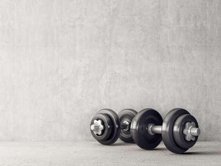 black dumbbell isolated on a white. 3d illustrationの写真素材