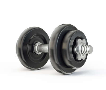 black dumbbell isolated on a white. 3d illustrationの写真素材