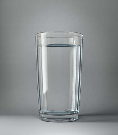 water glass isolated on a grey background. 3d illustrationの写真素材