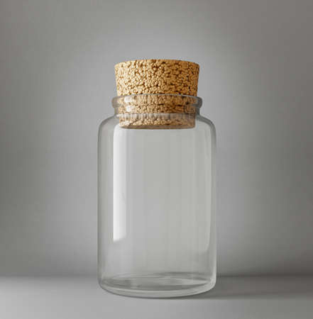 glass bottle isolated on a grey. 3d illustrationの写真素材