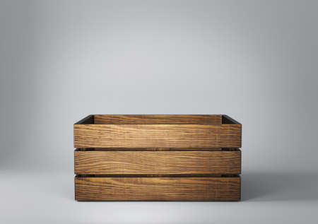 wooden container isolated on a grey. 3d illustrationの写真素材
