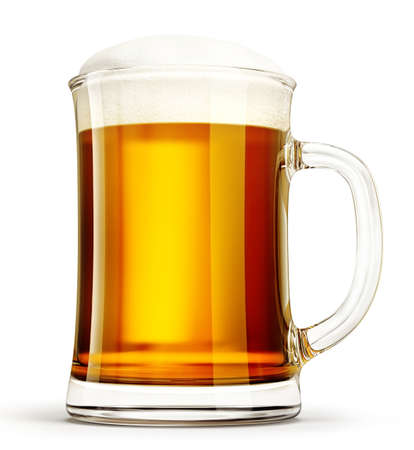 glass beer cup isolated on a white. 3d illustrationの写真素材