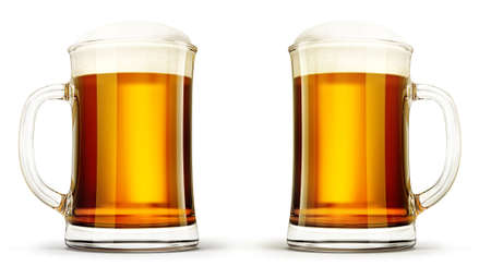 glass beer cup isolated on a white. 3d illustrationの写真素材