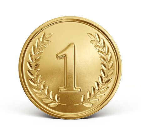 gold medal isolated on a white. 3d illustrationの写真素材