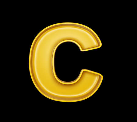 yellow lettr isolated on a black. 3d illustrationの写真素材