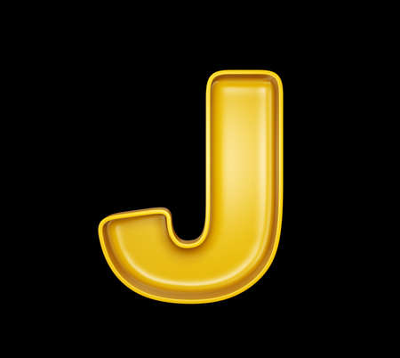 yellow lettr isolated on a black. 3d illustrationの写真素材