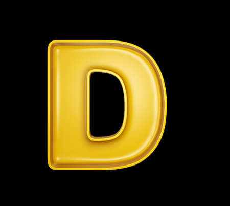 yellow lettr isolated on a black. 3d illustrationの写真素材