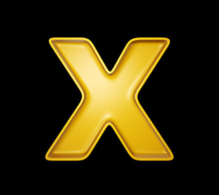 yellow lettr isolated on a black. 3d illustrationの写真素材