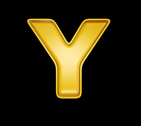 yellow lettr isolated on a black. 3d illustrationの写真素材