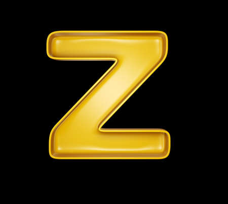 yellow lettr isolated on a black. 3d illustrationの写真素材
