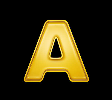 yellow lettr isolated on a black. 3d illustrationの写真素材