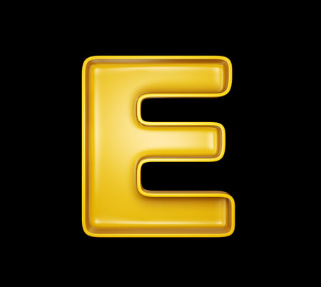 yellow lettr isolated on a black. 3d illustrationの写真素材