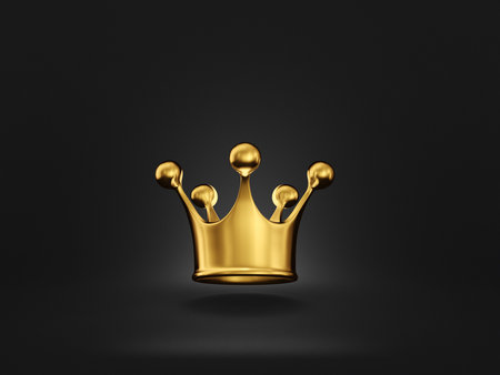 golden crown isolated on a black. 3d illustrationの写真素材