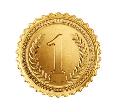 gold medal isolated on a white. 3d illustrationの写真素材