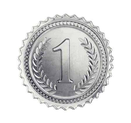 silver medal isolated on a white. 3d illustrationの写真素材